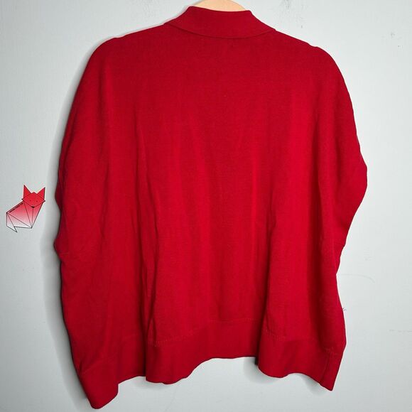 Banana Republic Oversized Johnny Collar Sweater Red Sunset Size M/L - Picture 4 of 7